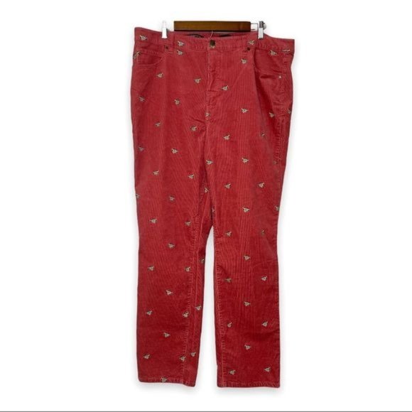 ❤️Sold Talbots Stretch Corduroy Straight Leg Pant Mallard Embroidered Size 18 - Picture 5 of 15